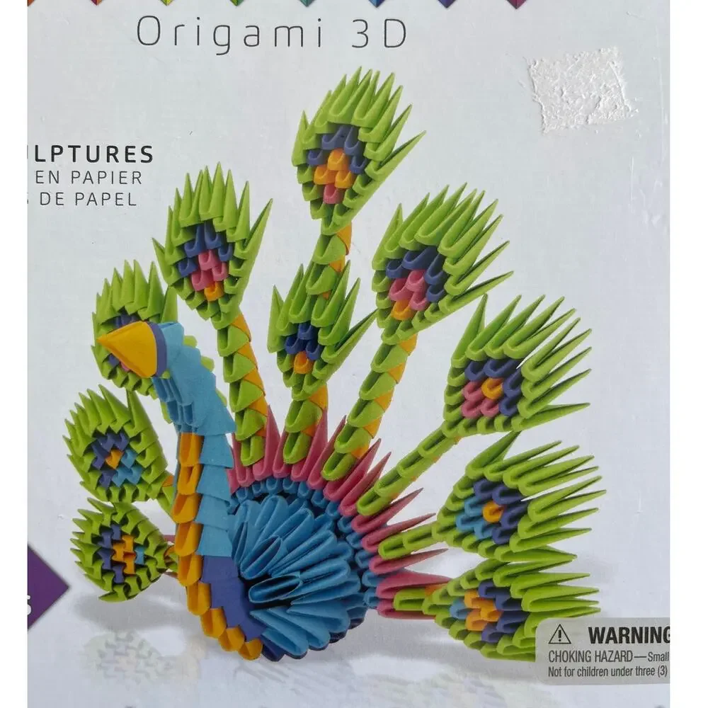 Creagami Origami 3D Paper Sculpture Kit Large Peacock 502 Pieces NEW Arts Crafts